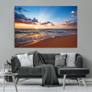 Golden Hour Beach Sunset Wall Art | Canvas Print | Ready to
