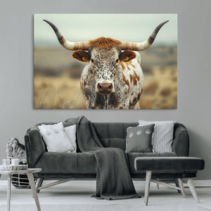 Texas Cow Longhorn Wall Art Canvas Print for Farm House Wall