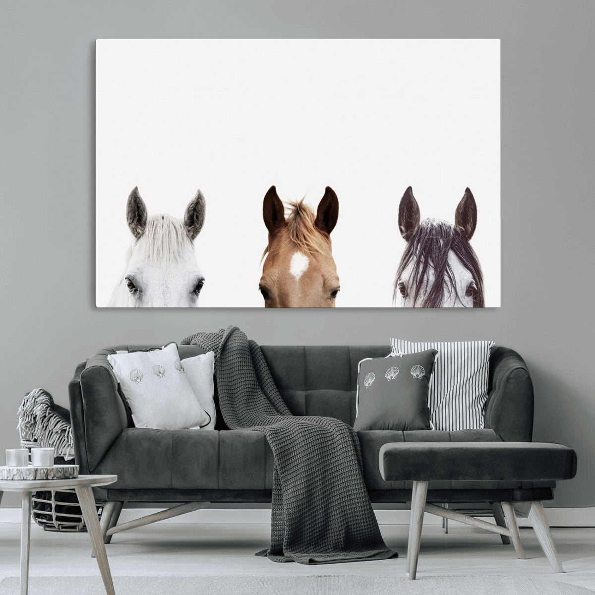 Horse Prints Set, Set of 3 Horse Wall Art, Horses Portraits,