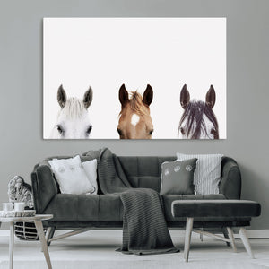 Horse Prints Set, Set of 3 Horse Wall Art, Horses Portraits,