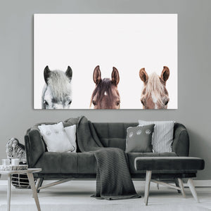 Horse Wall Art - Minimalist Horse Triptych Wall Art – Modern