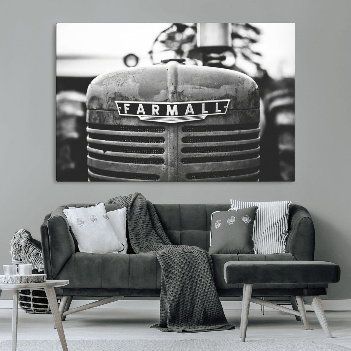 Vintage Farmall Tractor Wall Art Canvas Print, Rustic
