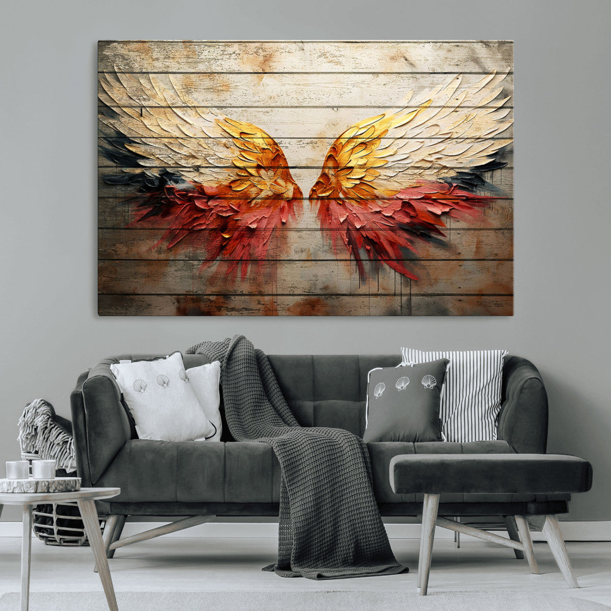 Abstract Angel Wings Canvas Wall Art – Framed and Ready to