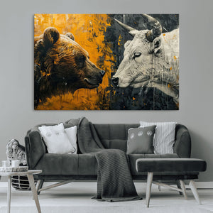 Bear and Bull Wall Art Canvas Print – Abstract Animal
