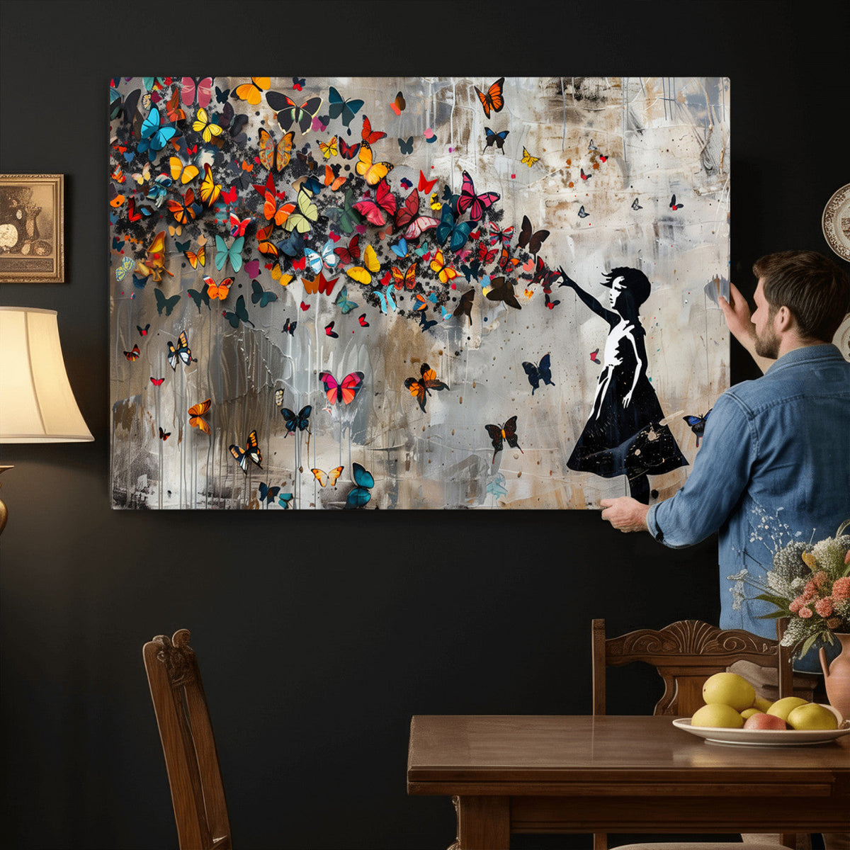 Banksy Wall Art - Banksy Girl and Butterfly Explosion Wall