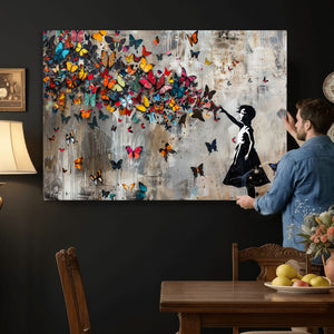 Banksy Wall Art - Banksy Girl and Butterfly Explosion Wall
