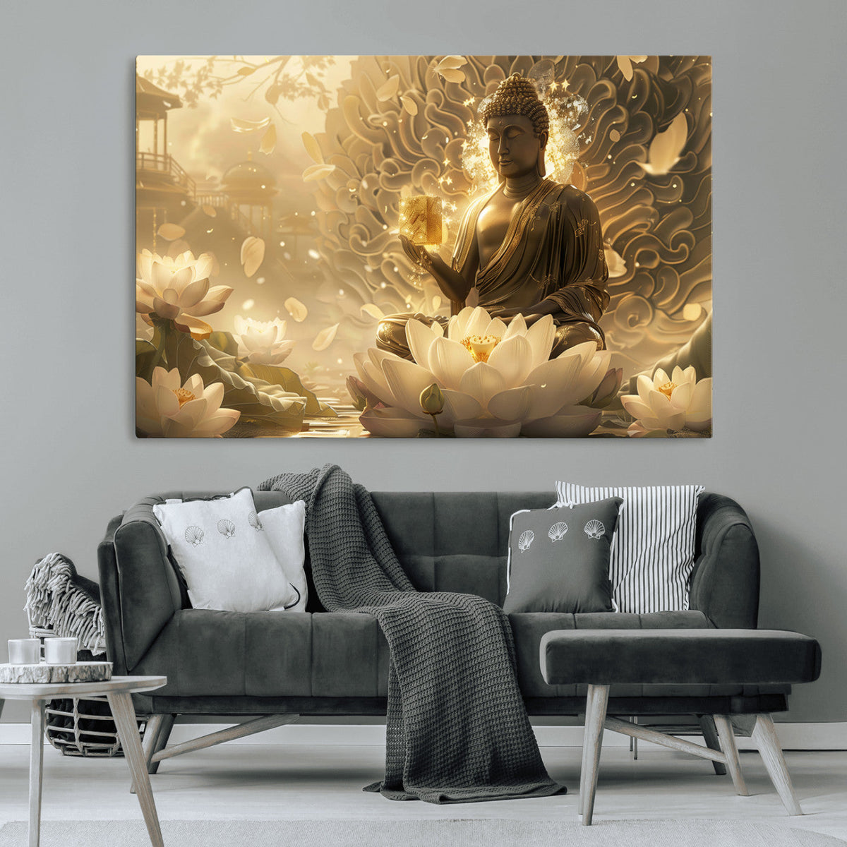 Golden Buddha Wall Art | Yoga Room Decor and Meditation Room