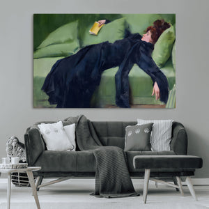 Decadent Girl by Ramon Casas Wall Art Canvas Print, Framed