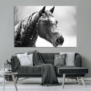 Horse Canvas Print - Winter Horse Snow Wall Art Canvas Print