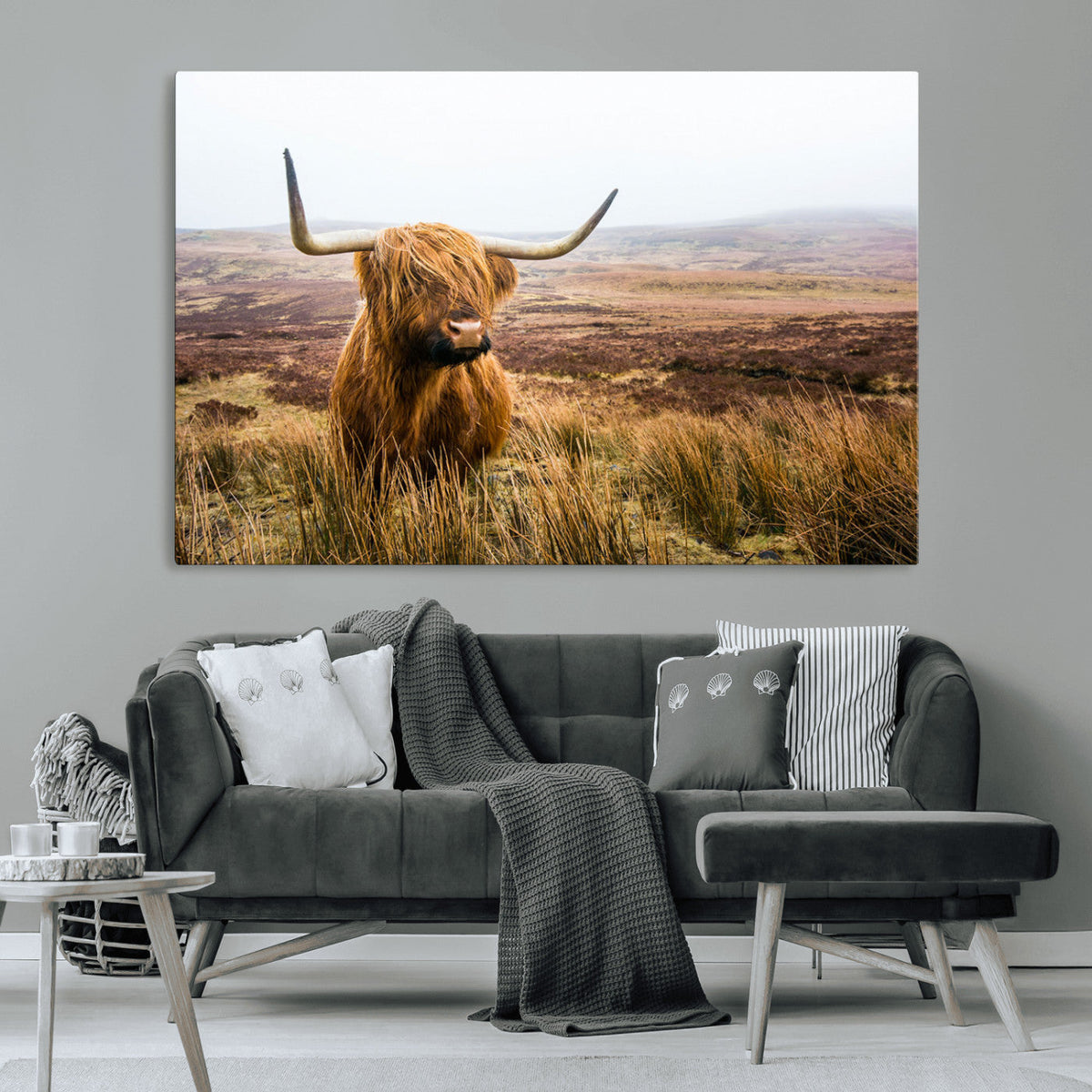 Scottish Highland Cow Canvas Wall Art – Rustic Farmhouse