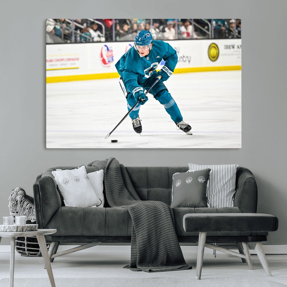 San Jose Sharks Ice Hockey Player Wall Art Canvas Print