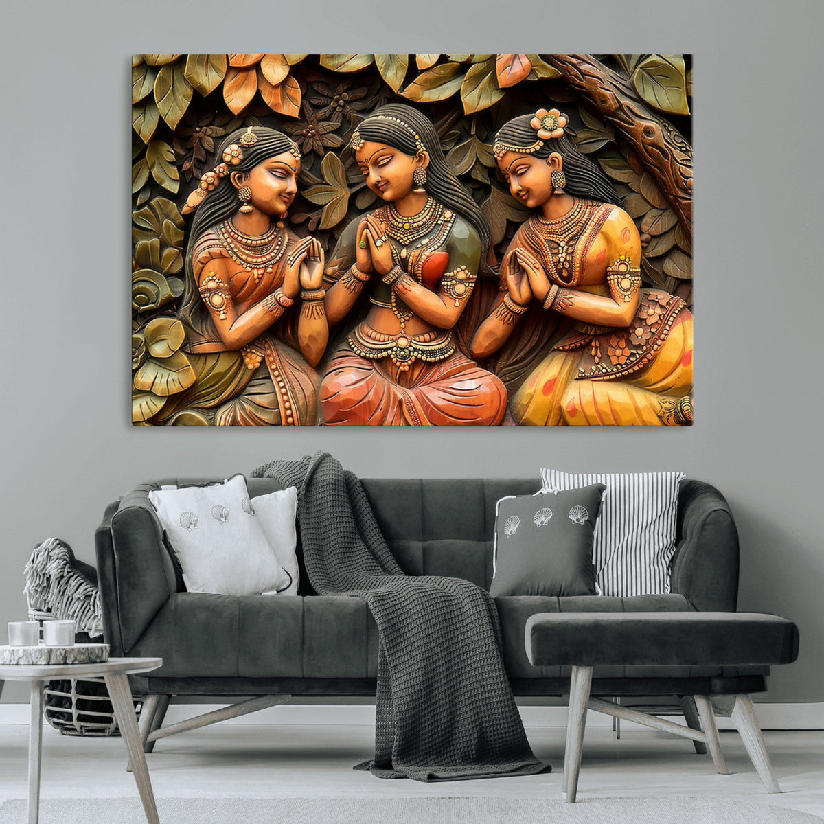 Indian Woman Statue Wall Art Canvas Print
