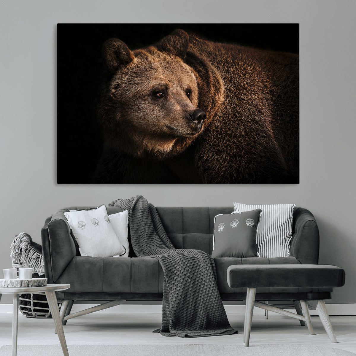 Wild Grizzly 399 Bear Canvas Wall Art Print, Bear Animal
