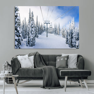 Winter Ski Lift Wall Art Print - Landscape Wall Art | Snowy