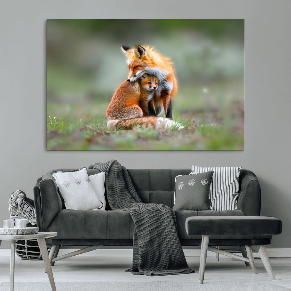 Heartwarming Fox and Baby Cub Wall Art | Ready to Hang