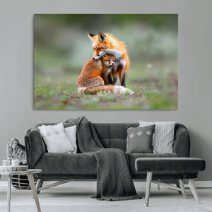 Heartwarming Fox and Baby Cub Wall Art | Ready to Hang
