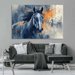 Abstract Blue Horse Wall Art Print Canvas | Horse Wall Art