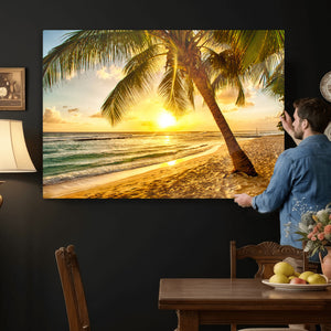 Beach Sunset Canvas Wall Art Print - Tropical Beach Canvas