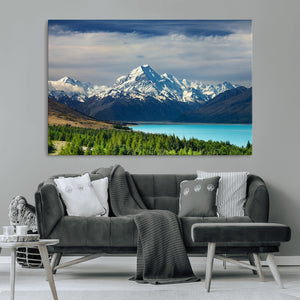 Mount Cook and Lake Pukaki Canvas Wall Art Print – Majestic
