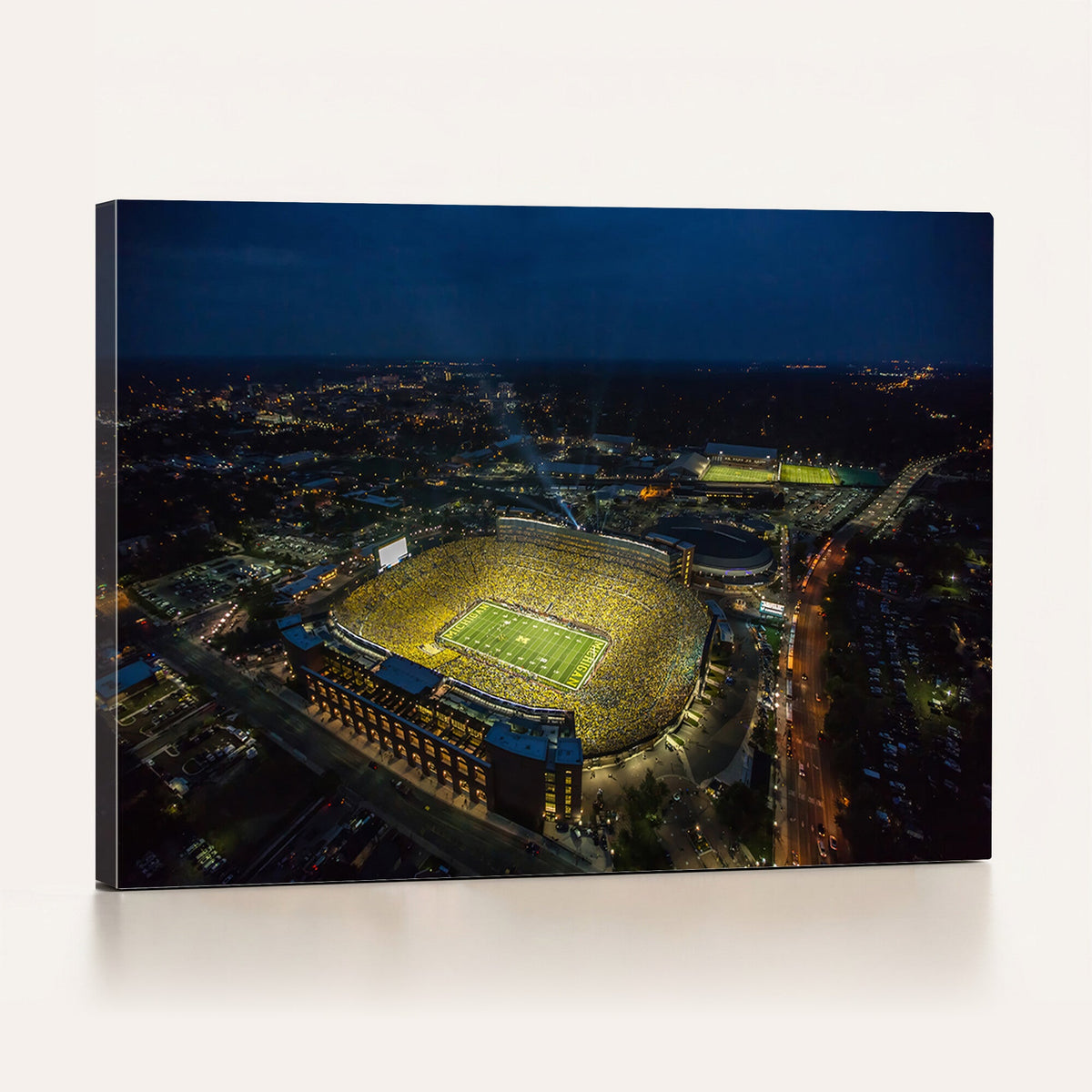 Michigan Stadium Night Game Wall Art – Sports Arena Aerial