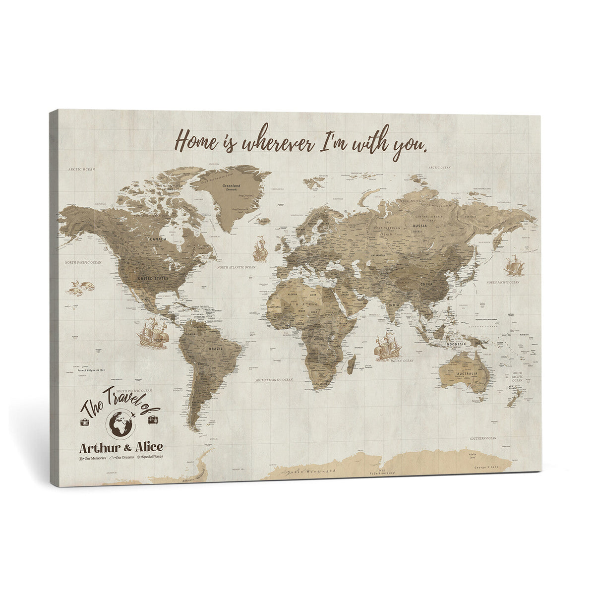 Push Pin World Map Canvas Print – Travel Tracker Wall Art
