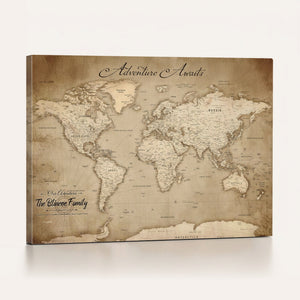 Personalized World Map Wall Art – Customizable Push Pin Map
