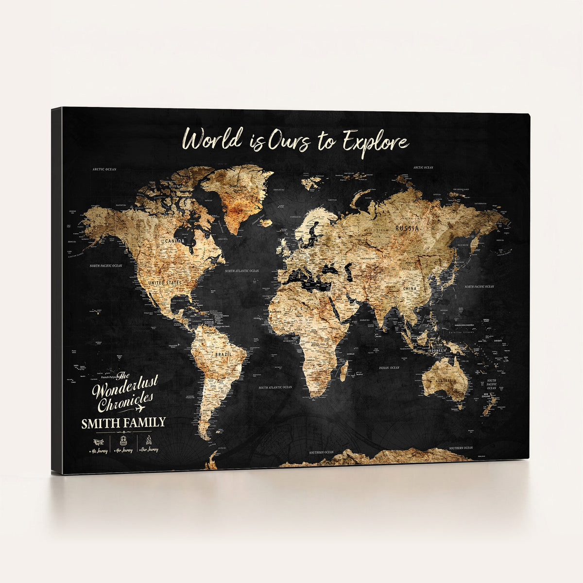Framed Personalized Push Pin World Map – Custom Travel