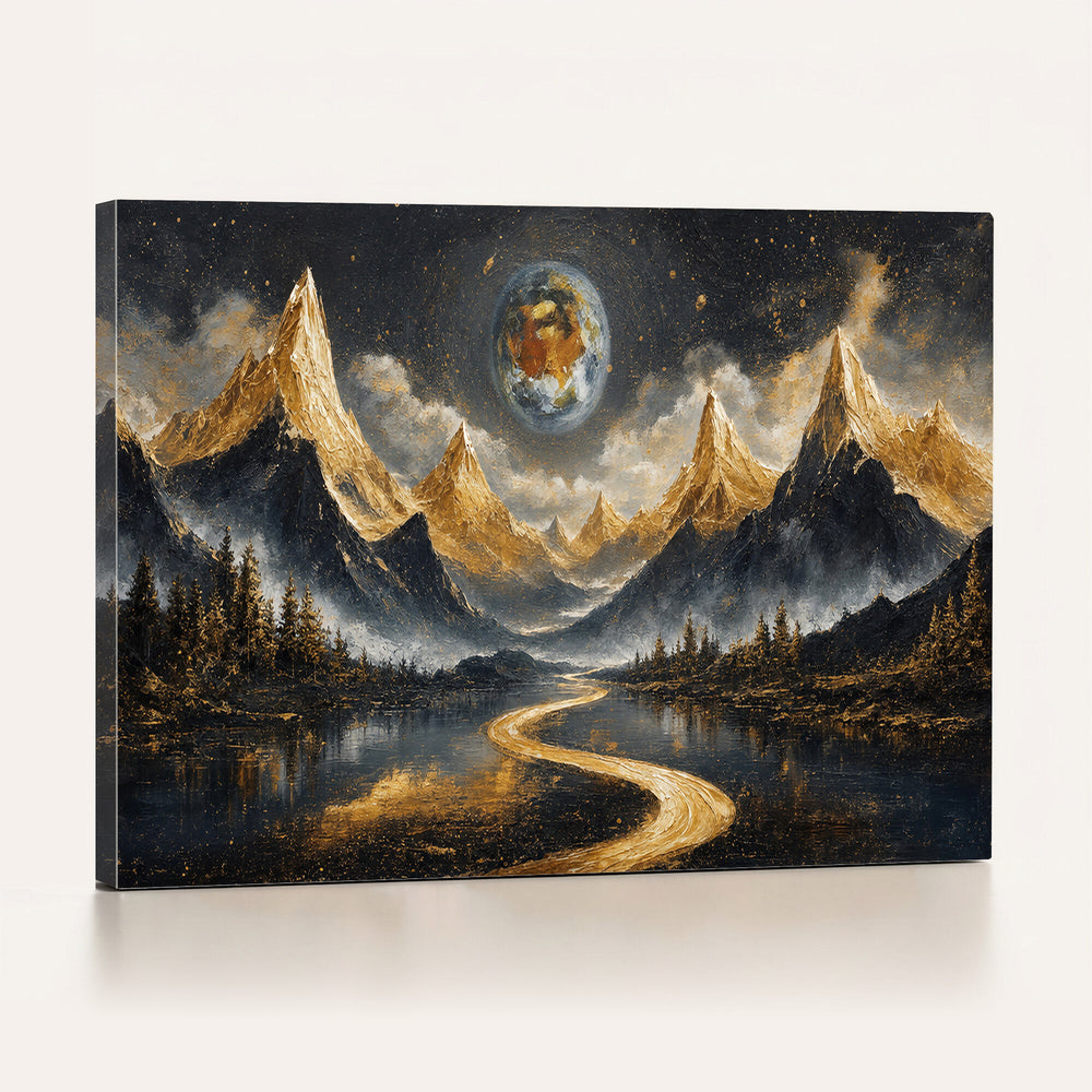 Abstract Mountain Wall Art Canvas Print Modern Landscape Painting Print