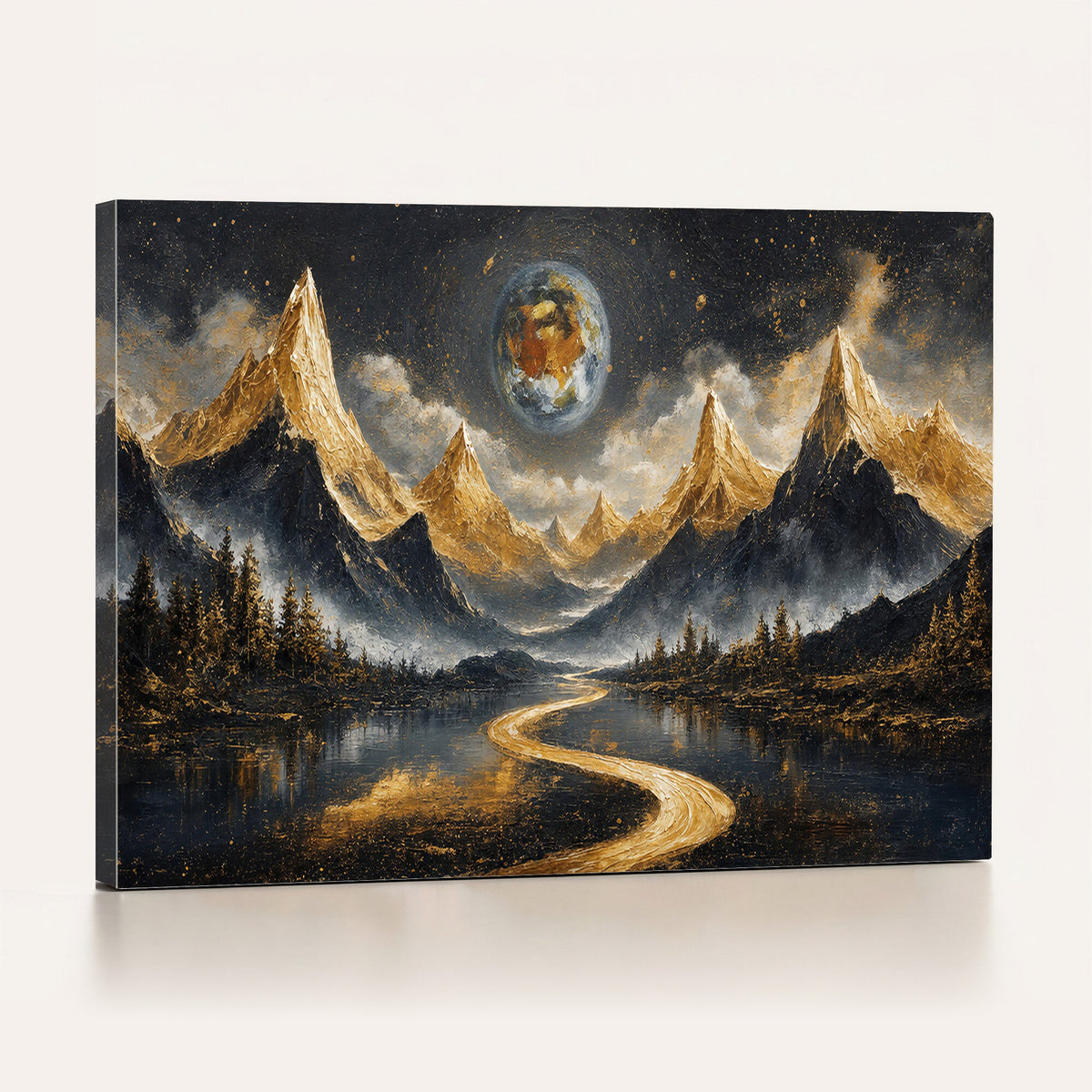 Abstract Mountain Wall Art Canvas Print Modern Landscape Painting Print