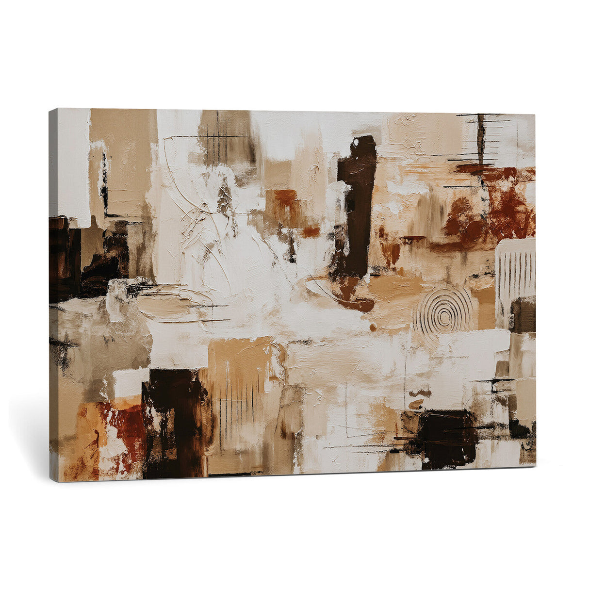 Blue Teal Abstract Canvas Wall Art, Modern Textured Painting Print, Navy Orange White Contemporary Art, Neutral Living Room Decor, Office Art