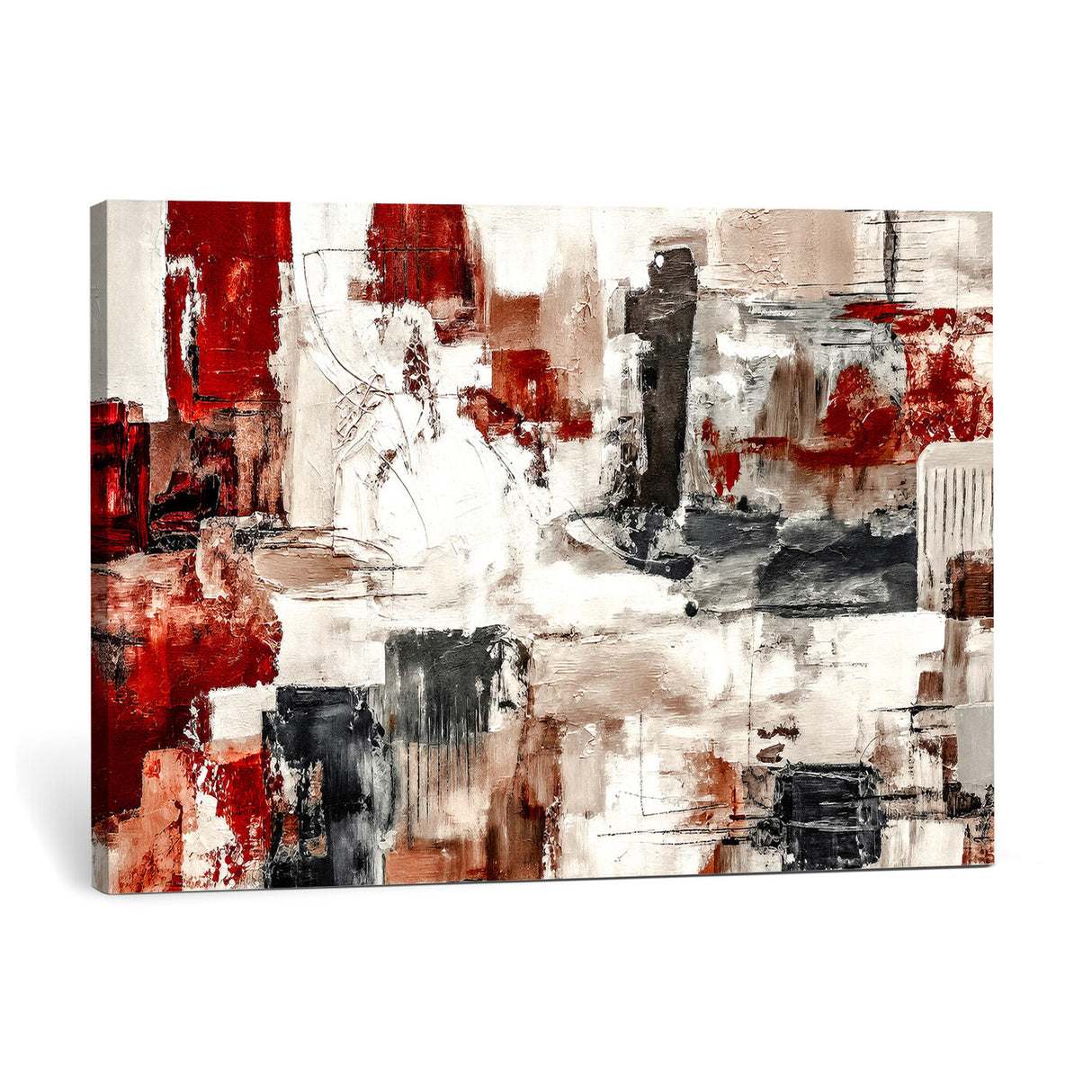 Blue Teal Abstract Canvas Wall Art, Modern Textured Painting Print, Navy Orange White Contemporary Art, Neutral Living Room Decor, Office Art