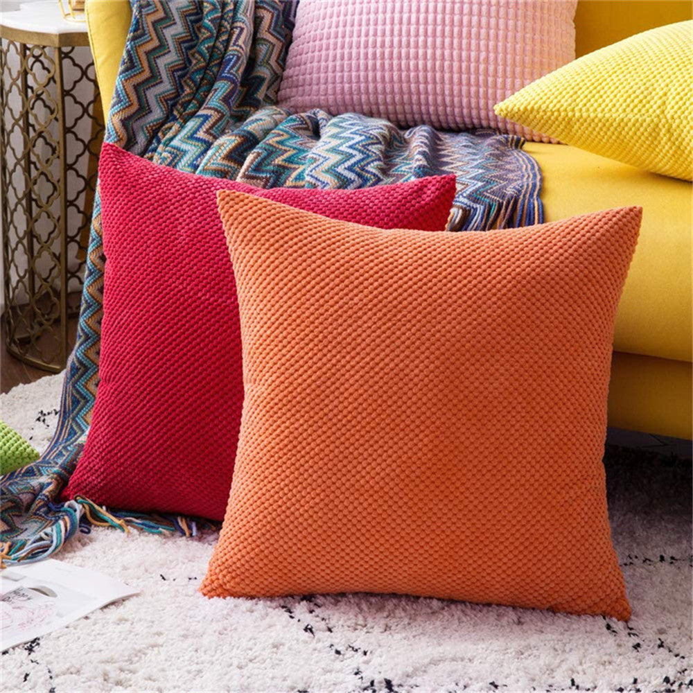 18''x18'' Textured Popcorn Weave Throw Pillow | 10 Colors – Cozy & Modern Solid Design | Couch & Bedroom Accent | Insert Included