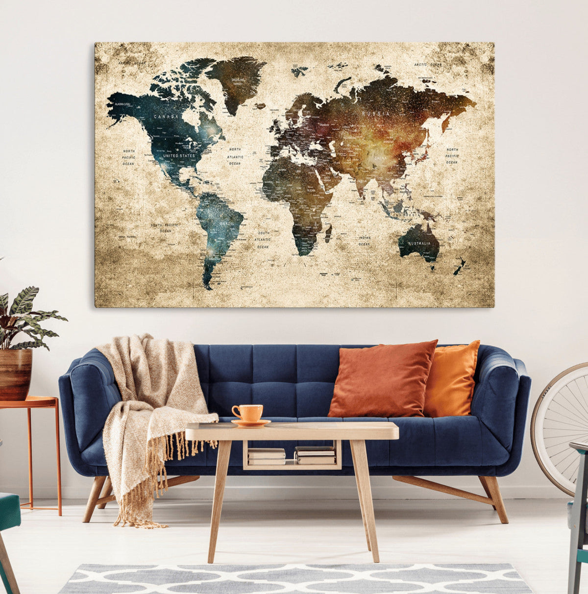 World Map Canvas Print – Detailed Map of the World Wall Art