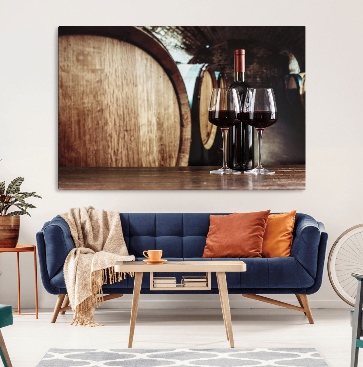 Wine and Barrel Wall Art Canvas Print