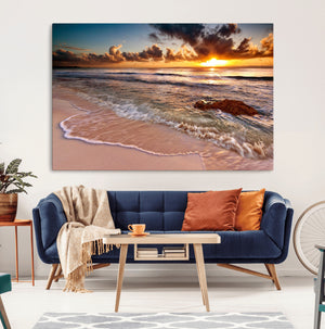Sunset on Ocean Wall Art Canvas Print