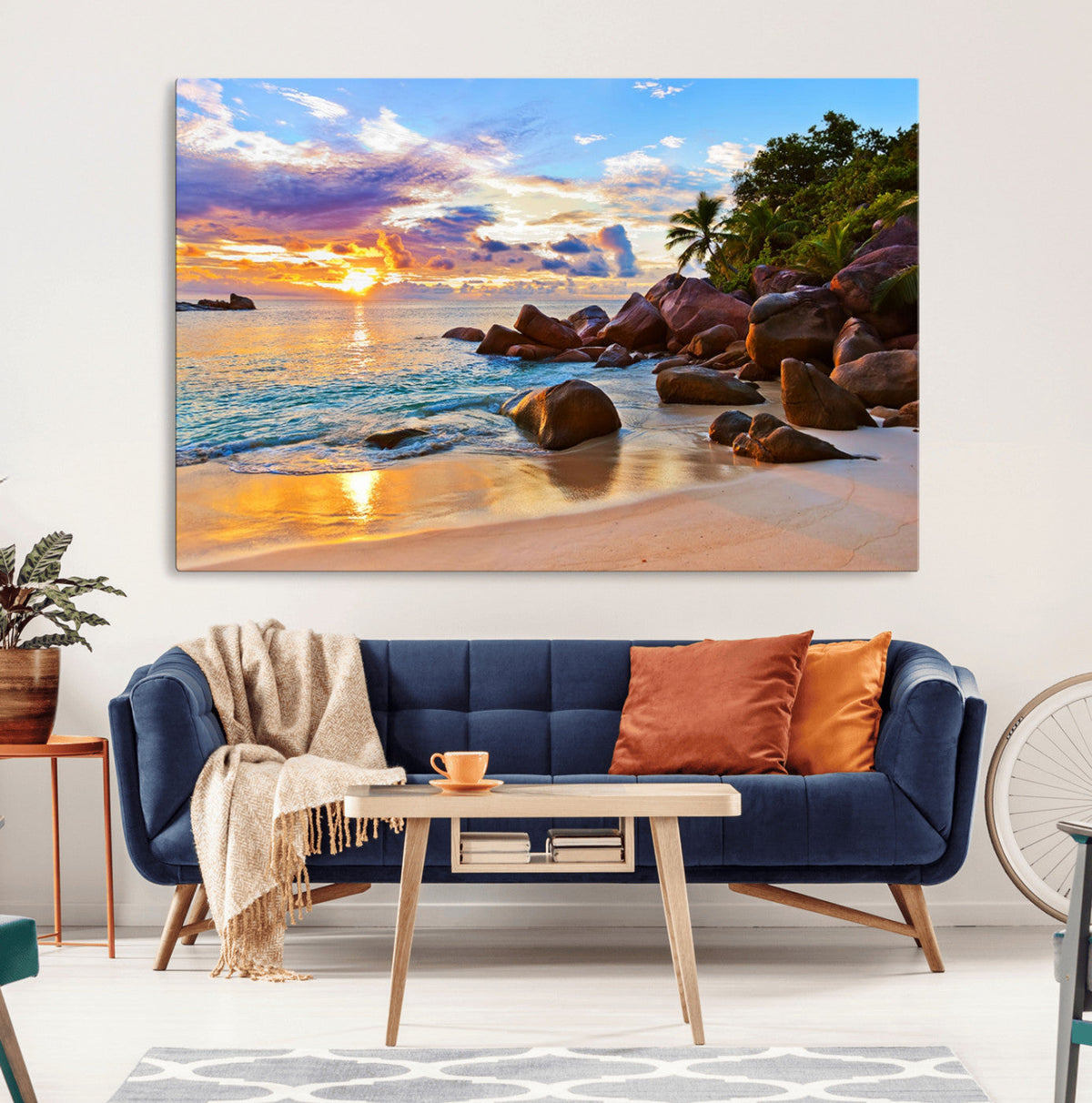 Tropical Island Beach Sunset Canvas Print