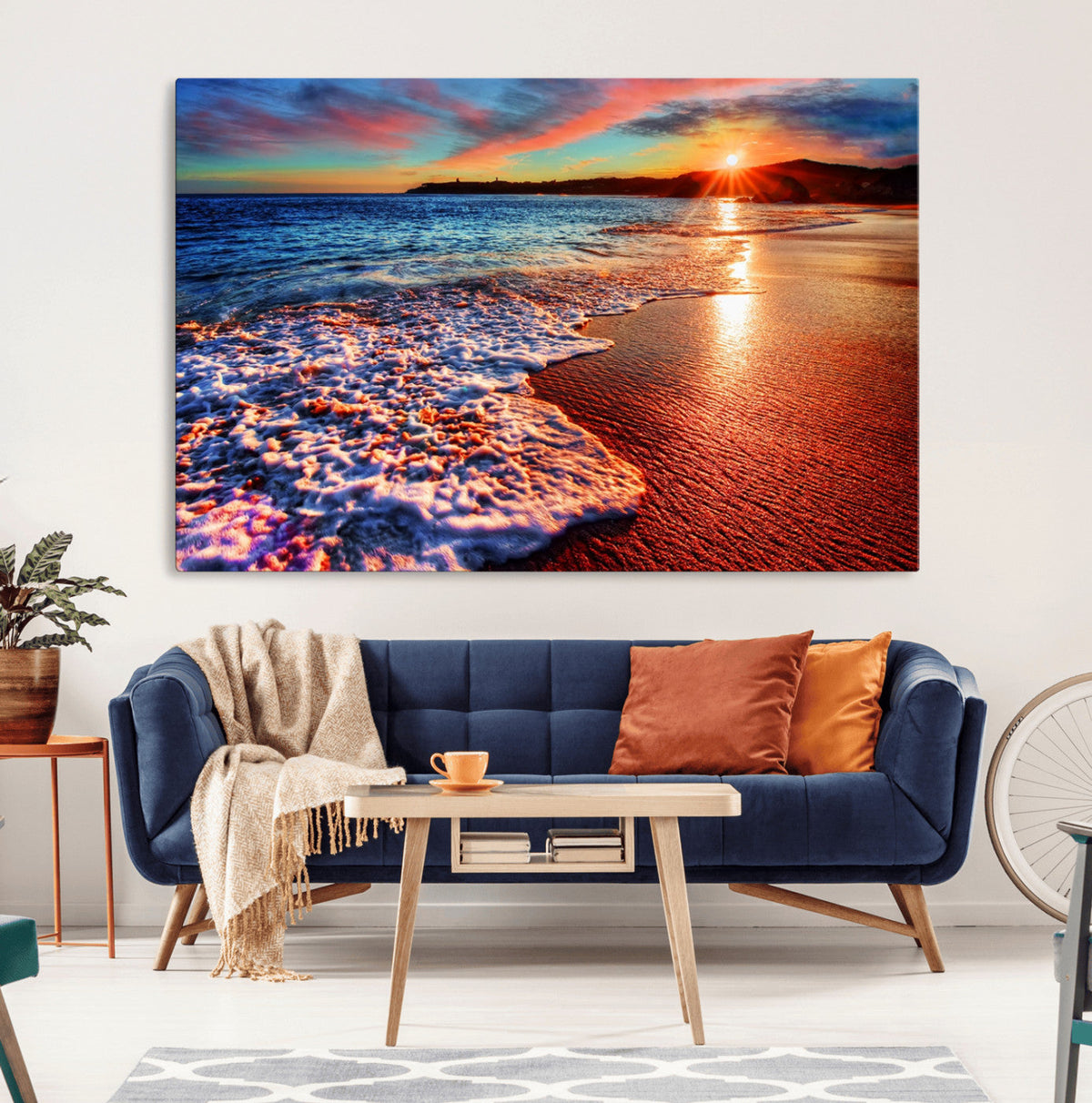 Colorful Coastal Sunset on the Beach Canvas Print, Ocean