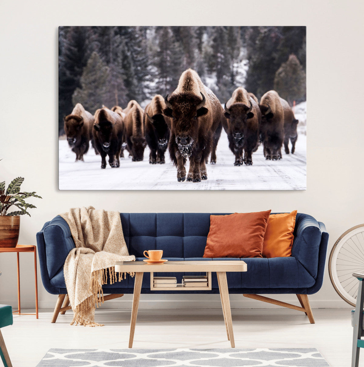 Bison Wall Art Canvas Print- Bison Herd Canvas Wall Art –