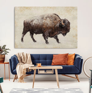 Buffalo Wall Art, Western Bison Canvas Print, Rustic Buffalo