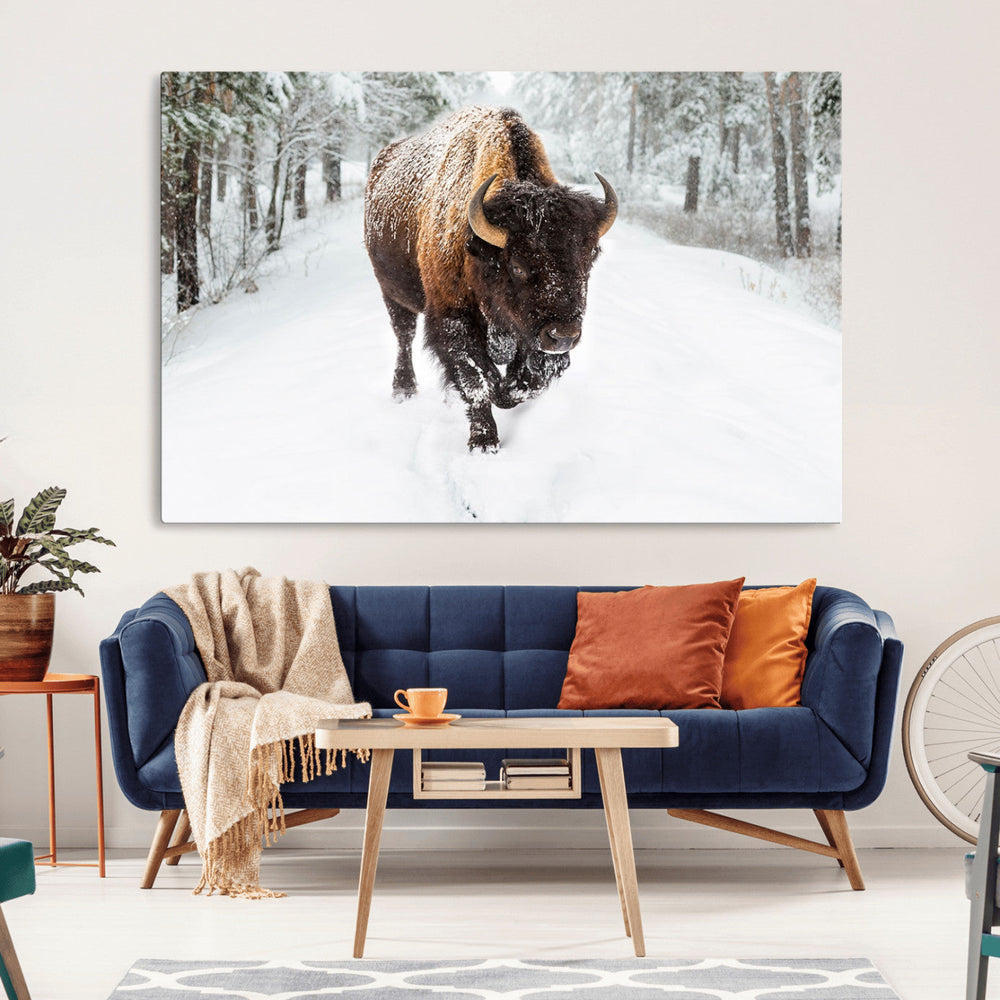 Bison Wall Art Canvas Print For Farmhouse, Animal Canvas