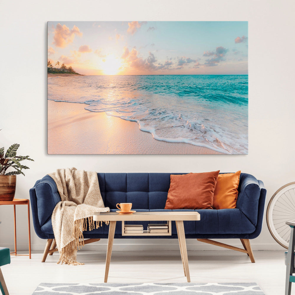 Beach Wall Art - Stunning Ocean Sunset Canvas Print with