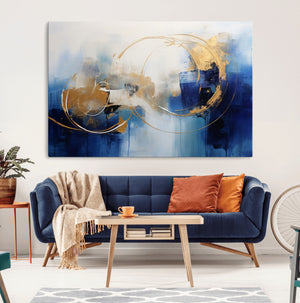 Navy Blue Abstract Wall Art Canvas Print