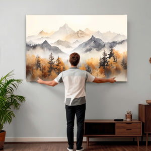 Abstract Mountain Wall Art | Misty Mountain Forest and