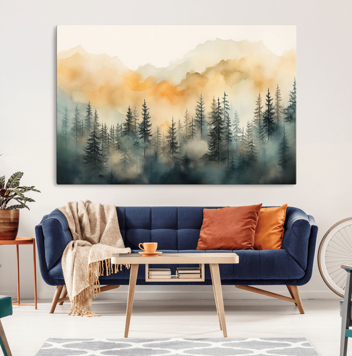 Abstract Forest Print - Mountain Wall Art | Autumn Landscape
