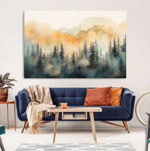 Abstract Forest Print - Mountain Wall Art | Autumn Landscape