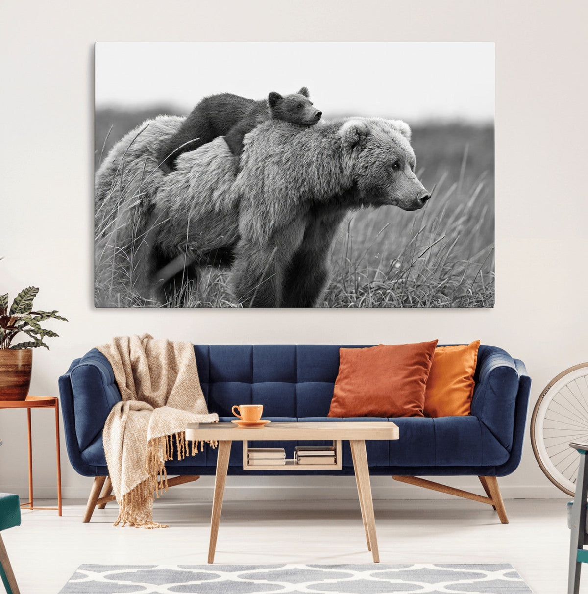 Bear and Cub Wall Art Canvas | 399 Bear Cub