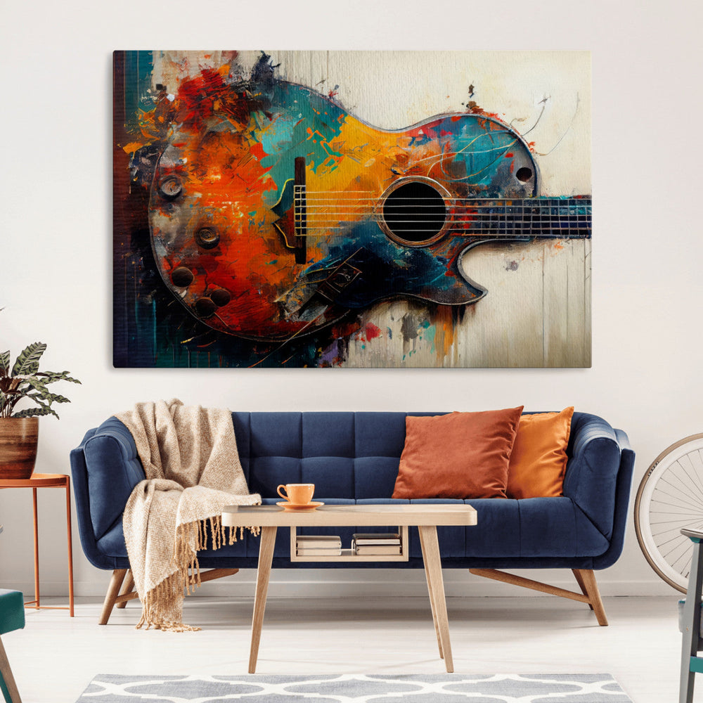 Abstract Guitar Wall Art Canvas | Vibrant Music-Inspired Art