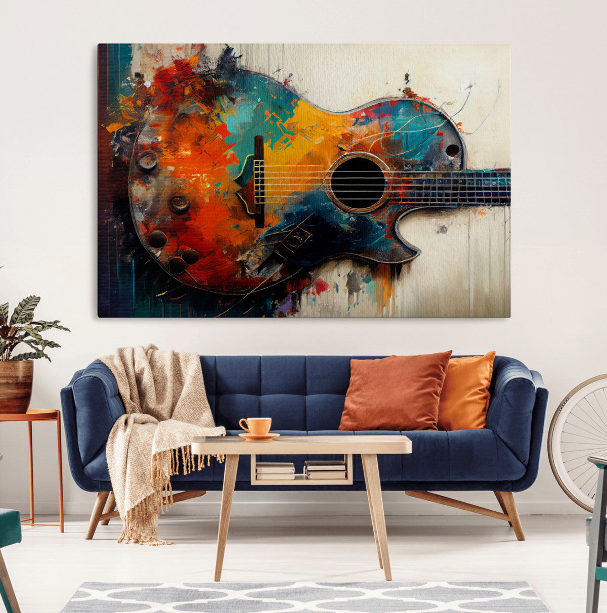 Abstract Guitar Wall Art Canvas | Vibrant Music-Inspired Art