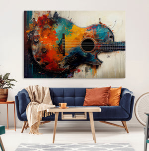 Abstract Guitar Wall Art Canvas | Vibrant Music-Inspired Art