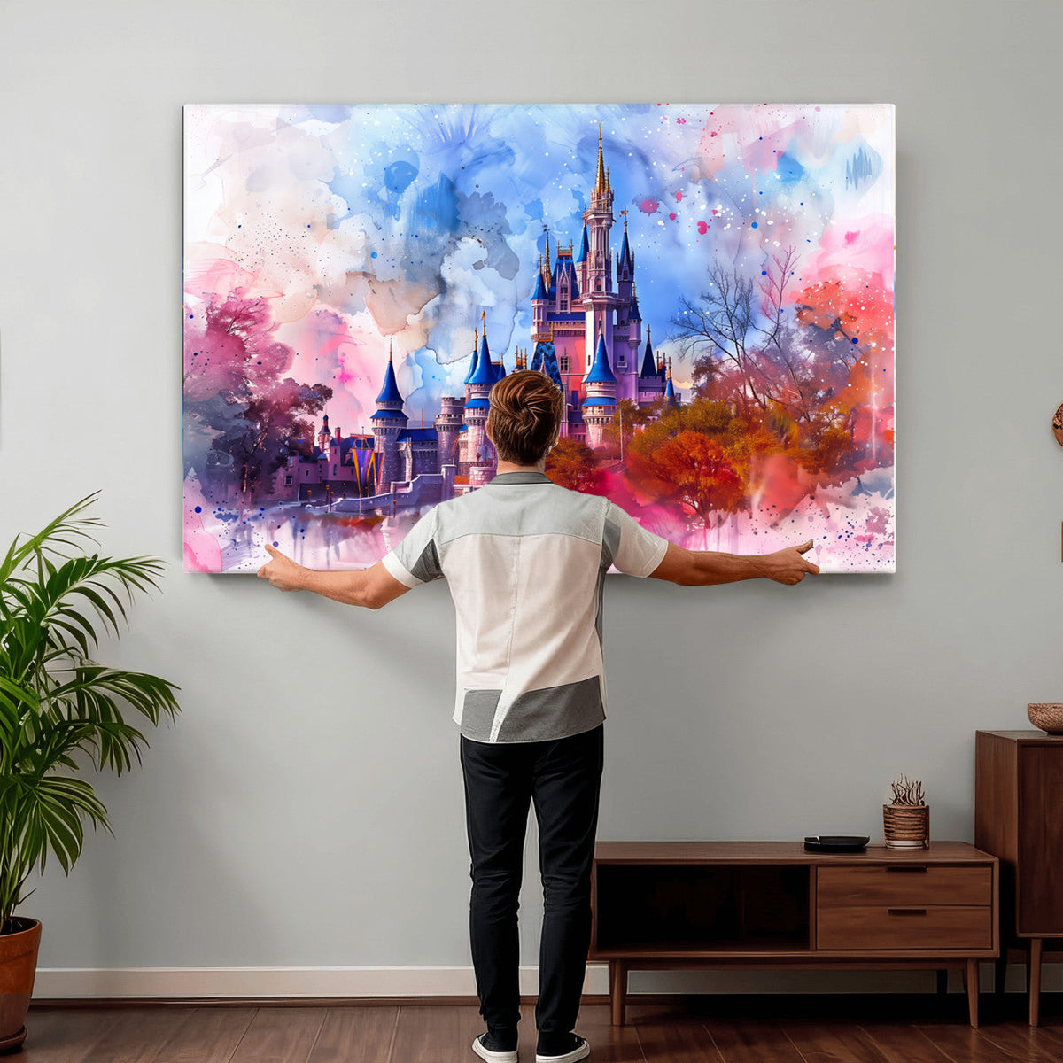 Disney Wall Art: Dreamy Watercolor Cinderella Castle Canvas